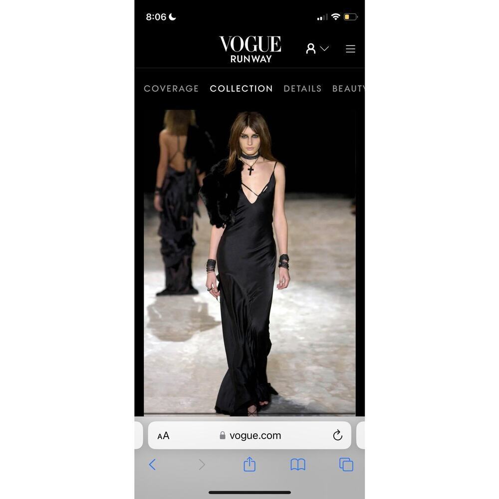 Gucci by Tom Ford Fall 2002 Front Tie Black Silk Slip Dress Mini Veck Vintage 42 - Picture 7 of 15